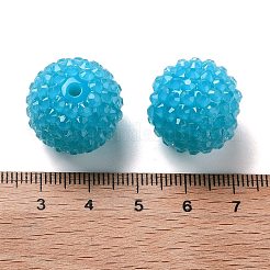 チャンキーレジンラインストーンフーセンガム風ボールビーズ  ラウンド  ドジャーブルー  20x18mm  穴：3mm&nbsp;RESI-S259-A05
