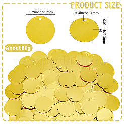 80gのプラスチック製パイエットペンダント  フラットラウンド  装飾アクセサリー  ゴールド  20x0.3mm&nbsp;FIND-SC0020-96A-01