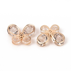 ガラスラインストーンカボション  合金のパーツと  蝶  ライトゴールド  15x18x6.5mm&nbsp;ALRI-TAC0002-01KCG