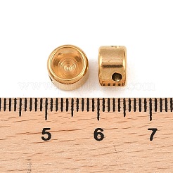 イオンプレーティング（IP）304ステンレススチールビーズラインストーンセッティング  フラットラウンド  ゴールドカラー  6mmのラインストーンに適する  8x5.5mm  穴：2mm&nbsp;STAS-U024-17G