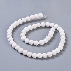 天然石馬山ジェイドビーズ連売り  染め  艶消し  ラウンド  ホワイト  4mm  穴：1mm  約99~100個/連  16インチ&nbsp;G-K245-01J-4mm