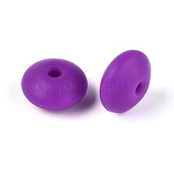食品グレードの環境に優しいシリコーンビーズ  ロンデル  暗紫色  12x6~7mm  穴：2mm&nbsp;SIL-R009-29