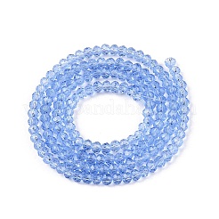 ガラスビーズ連売り  多面カット  ロンデル  ライトスカイブルー  2.3~2.7x2mm  穴：0.4mm  約135~140個/連  26~27cm&nbsp;EGLA-A044-T1mm-D14