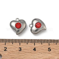 304ステンレスペンダント  ハートチャーム  ラインストーン付き  ステンレス鋼色  ミックスカラー  12.5x12x6mm  穴：1.4mm&nbsp;STAS-F351-04P