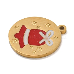 クリスマステーマ 304 ステンレススチール エナメルチャーム  14KGP本金メッキ  クリスマス鐘  14x12x1mm  穴：1mm&nbsp;STAS-Z093-02E
