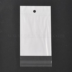 レクタングルセロハンのOPP袋  吊り下げ穴付きトップセルフシールバッグ  ホワイト  16x8x0.01cm  穴：7mm&nbsp;OPC-Z001-01I