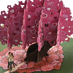 長方形の 3D ポップアップ紙グリーティング カード  紙のカードと封筒付き  バレンタインデーの結婚式の誕生日の招待カード  ハート  200x150x3mm  オープン：200x300x130mm&nbsp;AJEW-F064-01B