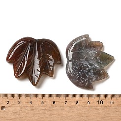 天然インディアンアゲート彫刻ペンダント  葉のチャーム  43~44x49~50x7~7.5mm  穴：1.4mm&nbsp;G-K353-01O
