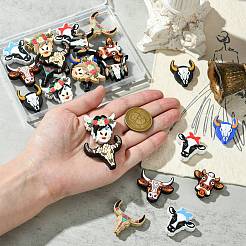 牛の頭のシリコンフォーカルビーズ 24 スタイル 12 個  ミックスカラー  25.5~32x24.5~35x7.5~9mm  穴：2~3mm  2個/スタイル&nbsp;SIL-CJ0002-14