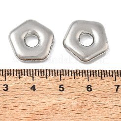 真鍮製ヨーロピアンビーズ  大穴ビーズ  カドミウムフリー＆鉛フリー  長持ちメッキ  五角形  プラチナ  16.5x17x4mm  穴：5mm&nbsp;KK-CBAFC6C-08P