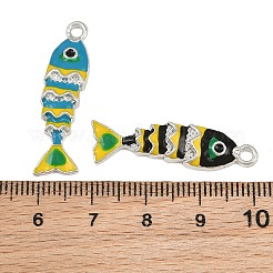合金エナメルチャーム  鯉のお守り  プラチナ  ミックスカラー  30x8x4mm  穴：2mm&nbsp;AL-CBA1FB0-01P