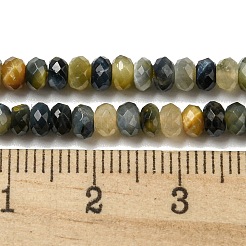 天然石タイガーアイビーズ連売り  多面カット  染め  ロンデル  ブラック  4x2~2.5mm  穴：0.7mm  約150~153個/連  15.35''~15.43''（39~39.2センチメートル）&nbsp;G-K351-B02-01