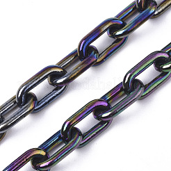 アクリル不透明アズキチェーン  ABカラー  オーバル  ブラック  13x8x2mm  19.68インチ（50cm）/連&nbsp;PACR-N009-002A