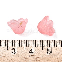 すりガラスビーズキャップ  6  - 花びらの花  金粉付き  レッドオレンジ  11x12x8mm  穴：1.4mm  約1333個/1000g&nbsp;FGLA-C001-01D