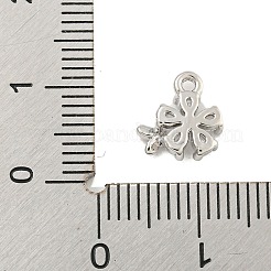 真鍮マイクロパヴェクリアキュービックジルコニアペンダント  花  プラチナ  9x8.4x2.6mm  穴：1.2mm&nbsp;KK-U015-10P