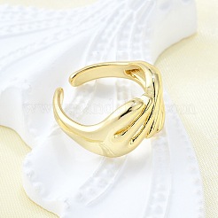 女性用真鍮カフリング  カドミウムフリー＆鉛フリー  手  18KGP本金メッキ  11.5mm  内径: 調節可能&nbsp;RJEW-G347-07G