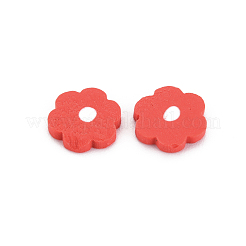 手作り樹脂クレイカボション  花  レッド  9~10x9~10x2mm  約290個/50g&nbsp;X-CLAY-N006-131