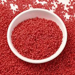シリンダーシードビーズ  つや消し色  均一サイズ  レッド  2x1.3~1.5mm  穴：0.8~1mm  約888個/10g&nbsp;X-SEED-H001-C13