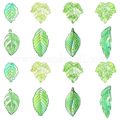 80色UVメッキアクリルパーツ8個  葉  ミックスカラー  23.5~53.5x14~28.5x3.5~7.5mm  穴：1.6mm  10個/スタイル&nbsp;OACR-YW0003-88