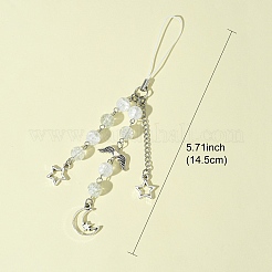 ガラス＆合金製携帯ストラップ  アンティークシルバー  14.5cm&nbsp;HJEW-FS00007