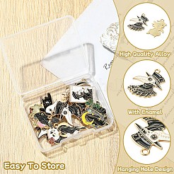 16個16スタイルアロイエナメルペンダント  ペスト医師  ブラック  18~32x15~29x1~2mm  穴：1.5~2mm  1個/スタイル&nbsp;ENAM-YW0004-93