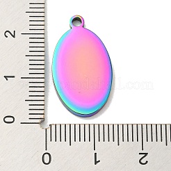 イオンプレーティング（IP）304ステンレスペンダント  オーバルチャーム  虹色  22.5x13x1.9mm  穴：1.6mm&nbsp;STAS-D025-05M-02