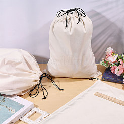 3個 3スタイル フランネルパッキング巾着袋  長方形  ホワイト  40~60x30~51x0.16cm  1個/スタイル&nbsp;ABAG-CO0001-01