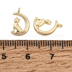 304ステンレススチールチャーム  猫の形をした月の形をしたチャーム  ゴールドカラー  12.5x7.5x2mm  穴：1mm&nbsp;SA-CBA7611-01G