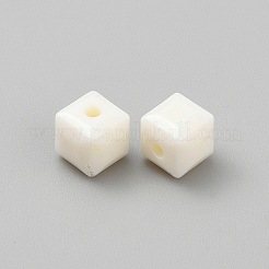 不透明なアクリルビーズ  キューブ  多面カット  ゴーストホワイト  7.5x7.5x7mm  穴：1.8mm&nbsp;MACR-WH20001-13K
