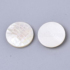 パールシェルカボションのナチュラルホワイトシェルマザー  淡水シェル  フラットラウンド  貝殻色  16x3mm&nbsp;SSHEL-N034-42