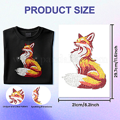 ガラスホットフィックスラインストーン  アップリケの鉄  マスクと衣装のアクセサリー  洋服用  バッグ  パンツ  キツネ  297x210mm&nbsp;DIY-WH0742-0001