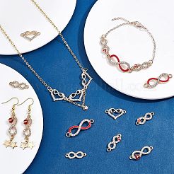 50スタイルの合金ラインストーンコネクターチャーム5個  耐火レンガエナメル  混合無限大  ライトゴールド  22.5~34x8~13x2.5~4mm  穴：1.5~2mm  10個/スタイル&nbsp;ALRI-CA0001-12