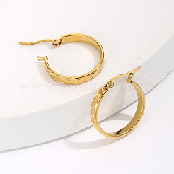 201ステンレススチールフープピアス（女性用）  ゴールドカラー  23x23mm&nbsp;QT0624