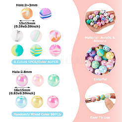 DIYラウンドアクリル＆シリコンビーズジュエリー作りファインディングキット  ミックスカラー  15~16x15mm  穴：2~3mm&nbsp;DIY-TA0012-04
