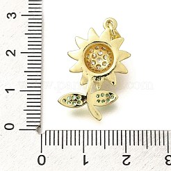 ラックメッキ真鍮マイクロパヴェキュービックジルコニアペンダント  花のチャーム  長持ちメッキ  鉛フリー＆カドミウムフリー  18KGP本金メッキ  26.5x15.5x6mm  穴：5x2.5mm&nbsp;KK-M309-30G-02