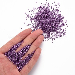 ガラスシリンダービーズ  シードビーズ  メタリックカラー  焼き付け塗料  丸い穴  ミディアム蘭  1.5~2x1~2mm  穴：0.8mm  約8000個/袋  約1ポンド/バッグ&nbsp;SEED-S047-B-013