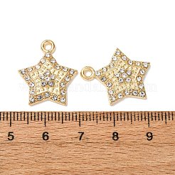 ラインストーンの合金のペンダント  スター  ゴールドカラー  20.5x17.5x3.5mm  穴：1.8mm&nbsp;X1-FIND-H051-09G