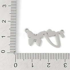 変色しない304ステンレススチールペンダント  文字と蝶のチャーム  V字  11.5x24.5x0.9mm  穴：1.2mm&nbsp;STAS-L279-002P-V
