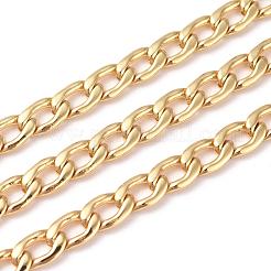 真鍮のカーブチェーン  キューバチェーン  分厚いチェーン  ハンダ付け  長持ちメッキ  スプールで  18KGP本金メッキ  8~9x6x1.5mm  約16.4フィート（5m）/ロール&nbsp;CHC-G005-08G