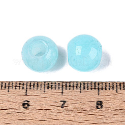 ナチュラルホワイトジェイドヨーロッパビーズ  スムーズなラウンド  大穴ビーズ  染め  シアン  10~10.5x9~9.5mm  穴：4mm&nbsp;G-Q607-01A-03