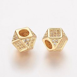 真鍮製マイクロパヴェキュービックジルコニアビーズ  カドミウムフリー＆鉛フリー  菱形  ミックスカラー  7x7x7mm  穴：3.5mm&nbsp;ZIRC-K063-20