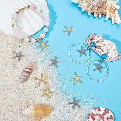 2スタイルのチベットスタイルの合金ペンダント  鉛フリー及びカドミウムフリー  ヒトデ/海星  ミックスカラー  19.5x19x2mm  穴：2mm&nbsp;TIBEP-CA0001-05