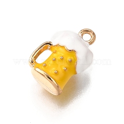 合金チャーム  エナメル  ゴールドカラー  ビール  13.5x8.5x6.5mm  穴：1.4mm&nbsp;ENAM-D303-02G-06