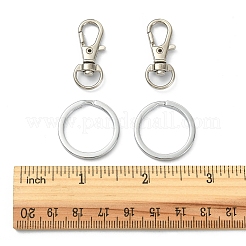 30個の鉄製スプリットキーリング  合金スイベルカニカン30個付き  プラチナ  スプリットキーリング：25x2mm&nbsp;IFIN-FS0001-21
