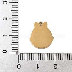 304ステンレススチールエナメルペンダント  18KGP本金メッキ  招き猫  15.5x13.5x1.5mm  穴：1.3mm&nbsp;STAS-K312-07D-G