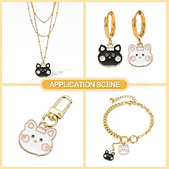 20本2色合金エナメルペンダント  ライトゴールド  猫  ホワイト  16x15.5x1.5mm  穴：1.8mm  10個/カラー&nbsp;ENAM-CJ0003-61