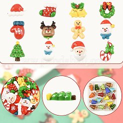 48個 12スタイル クリスマス 不透明樹脂 デコデン カボション  ミックスカラー  混合図形  9~15.5x9~14x4~5mm  4個/スタイル&nbsp;CRES-FS0001-34A