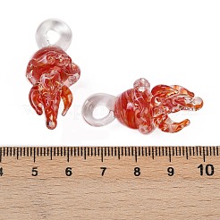 手作りランプワークペンダント  タコ  レッド  35.5~39x16~17x16~17mm  穴：5~5.5x6~7mm&nbsp;LAMP-F036-01