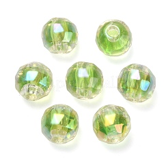 UVメッキ透明アクリルヨーロピアンビーズ  大穴ビーズ  ラウンド  芝生の緑  13.5x13mm  穴：4mm&nbsp;OACR-F004-03B