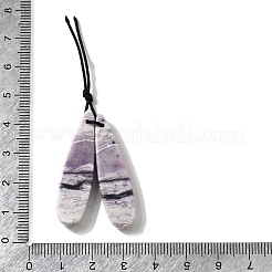 天然の紫マラカイトペンダント  ティアドロップチャーム  39x10~11x3.5~4.5mm  穴：0.9~1mm&nbsp;G-L617-G04-10x40mm